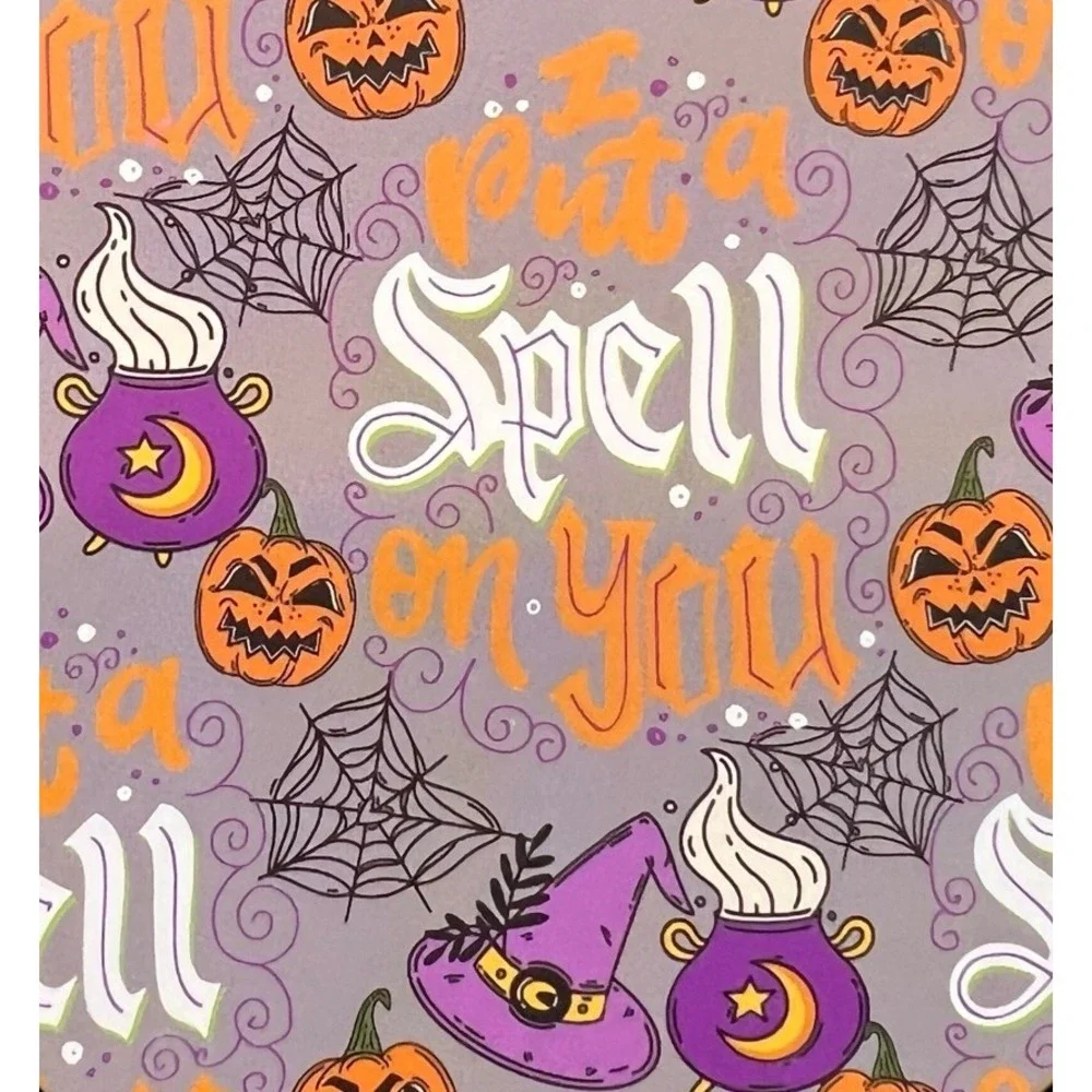 Spellbound Academy Witching Hour Cauldron Grey Halloween Plush Throw Blanket 🎃